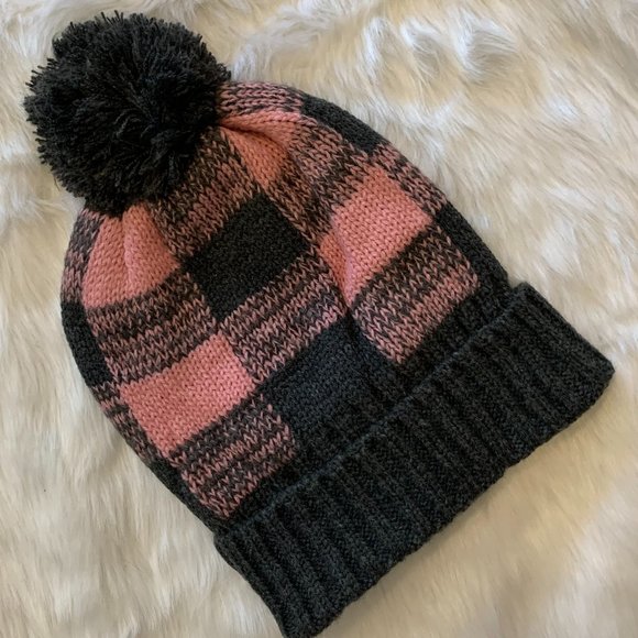 Pink Gray Buffalo Check Plaid Pom - Picture 3 of 6